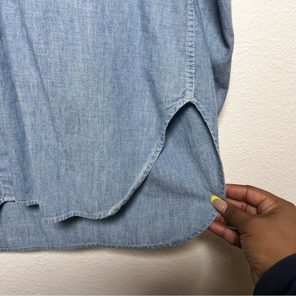 VTG Levi's Women Chambray Tunic Top Large Henley Popover Long Sleeve Coastal - Picture 7 of 12